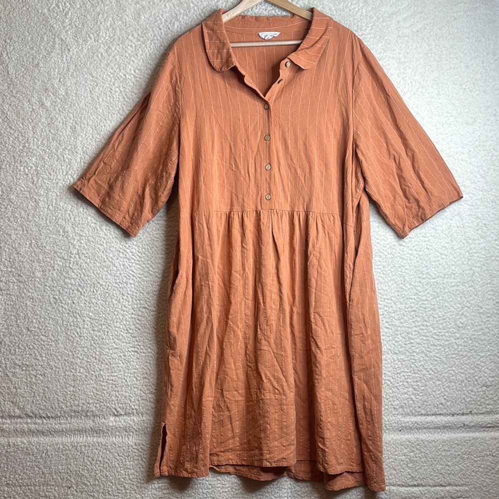 Women’s Relaxed Button-Front Dress in Rust